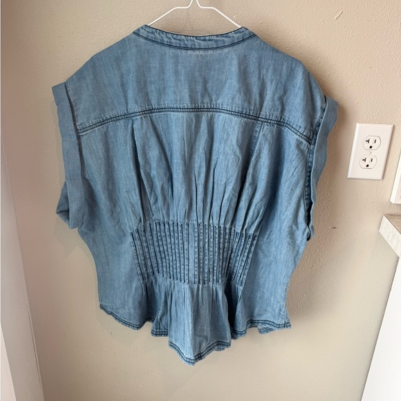 Pilcro Women’s Short Sleeve Pleated Corset Blouse - Picture 9 of 12